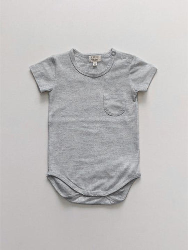 The Simple Folk Short Sleeve Pocket Onesie, Gray Melange